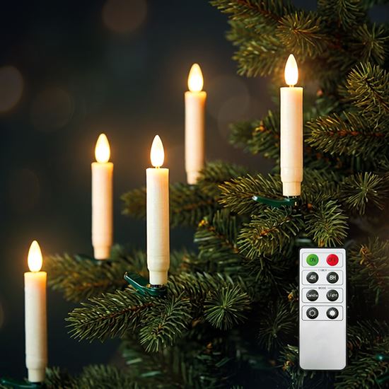 Solight sada LED sviečok na vianočný stromček, 10x sviečka, diaľkové ovládanie, časovač, 1xAAA