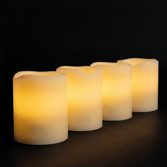 Solight sada 4ks vianočných sviečok, 4,5x6cm, prírodný vosk, 1xCR2032