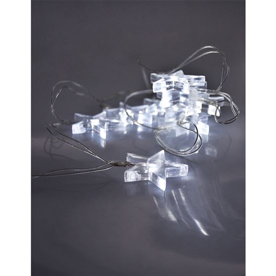 Solight LED vianočná reťaz, hviezdy, 1,5m, 10x LED, 2x AA, biele svetlo