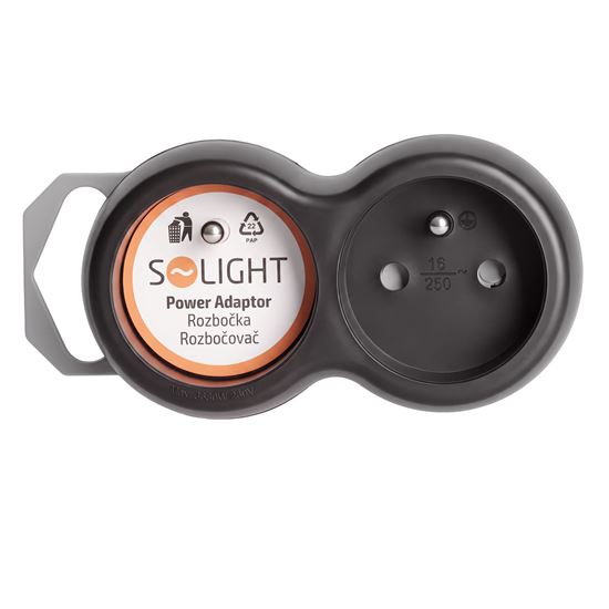 Solight rozbočovač, 2x 10A, čierny