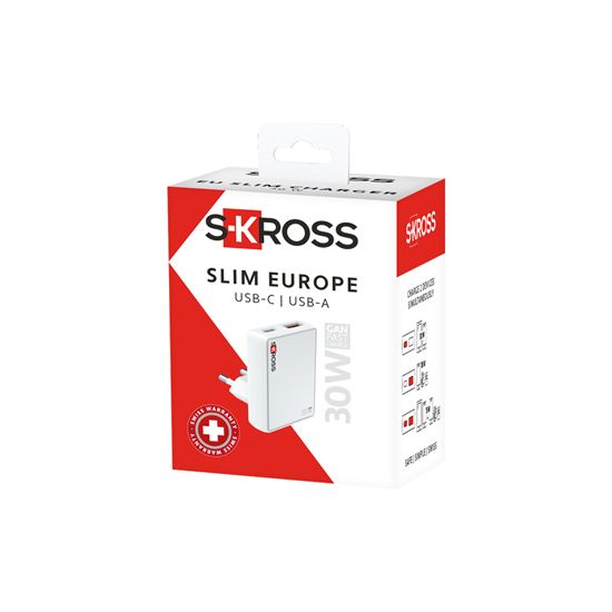 SKROSS USB A+C nabíjačka Slim Charger 30W EU, typ C
