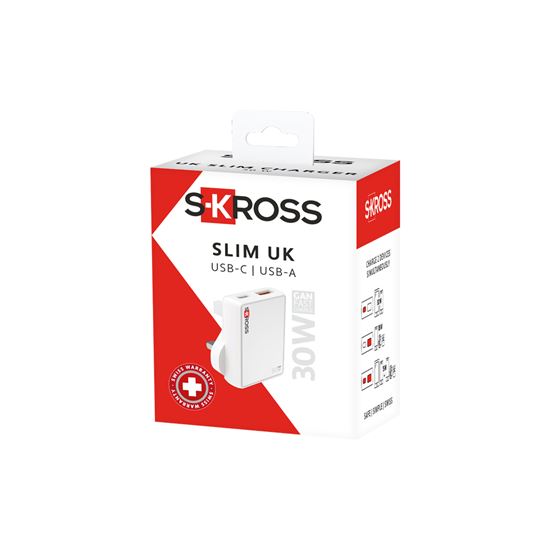 SKROSS USB A+C nabíjačka Slim Charger 30W UK, typ G