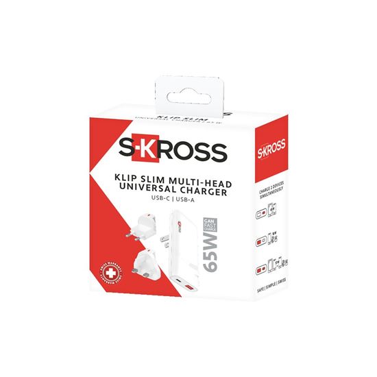 SKROSS USB A+C nabíjačka Multihead charger 65W EU+UK+US, typ C+G+A