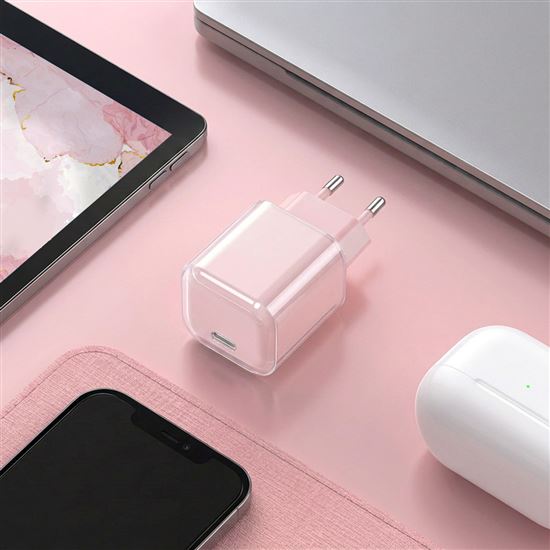 Solight 33W GaN fast charge USB-C adaptér, ružový