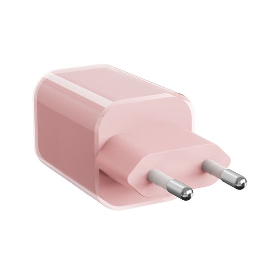 Solight 33W GaN fast charge USB-A + USB-C adaptér, ružový