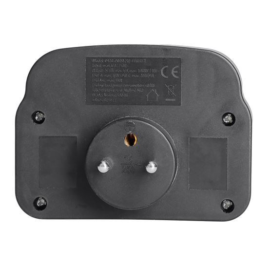 Solight rozbočovač 2 x 16A, USB A+C rychlonabíjačka 20W PD, čierny, vypínač