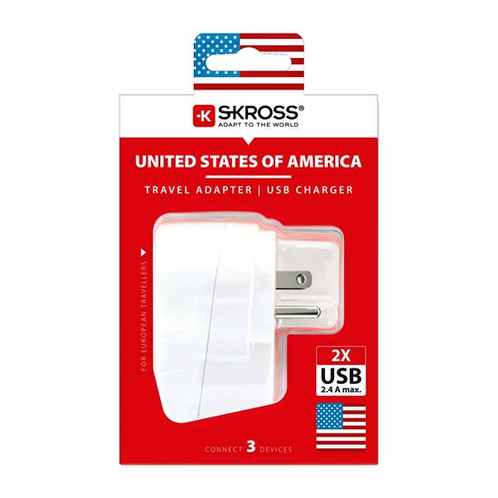SKROSS cestovný adaptér USA USB pre použitie v Spojených štátoch, typ B
