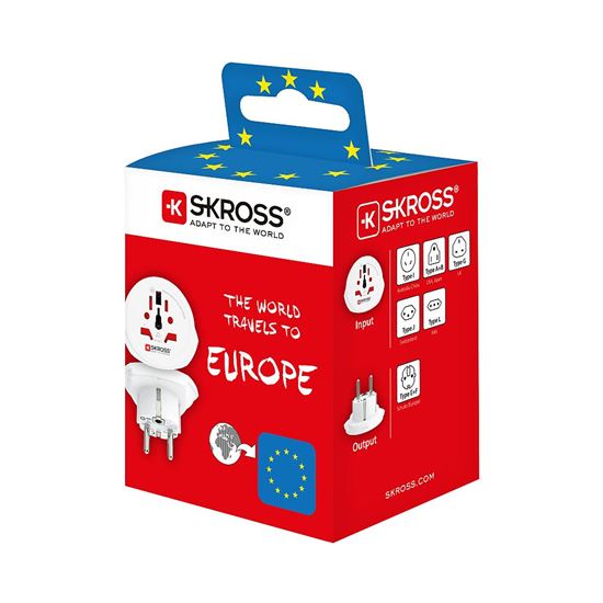 SKROSS cestovný adaptér Europe pre cudzincov v SR, typ E/F