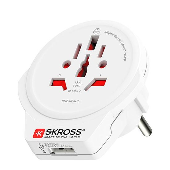 SKROSS cestovný adaptér Europe USB pre cudzincov v SR, vč. 1x USB 2400mA