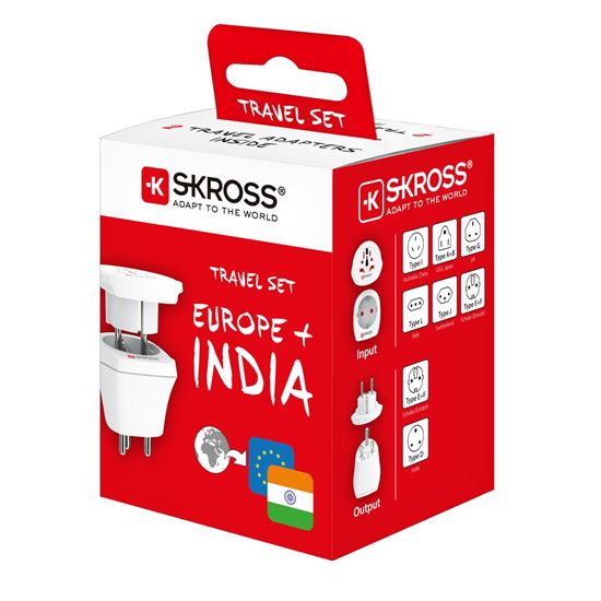 SKROSS cestovný adaptér India Combo pre použitie v Indii