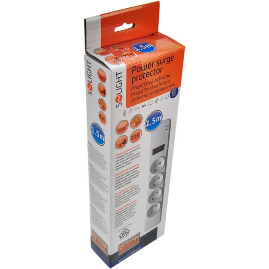 Solight prepäťová ochrana, 210J, 4z, 1,5m, biela
