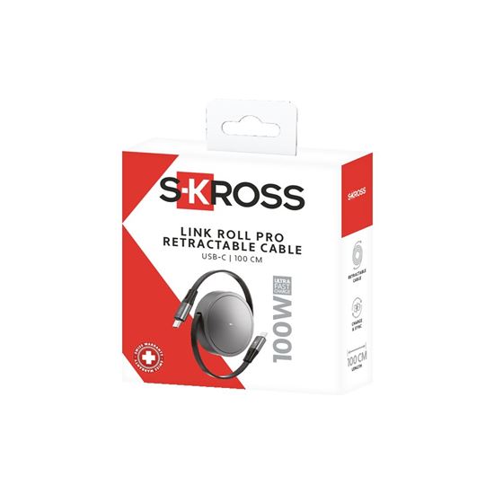 SKROSS USB C-C Link Roll Pro Cable, 100W, 100cm, rolovací, silikón, čierny