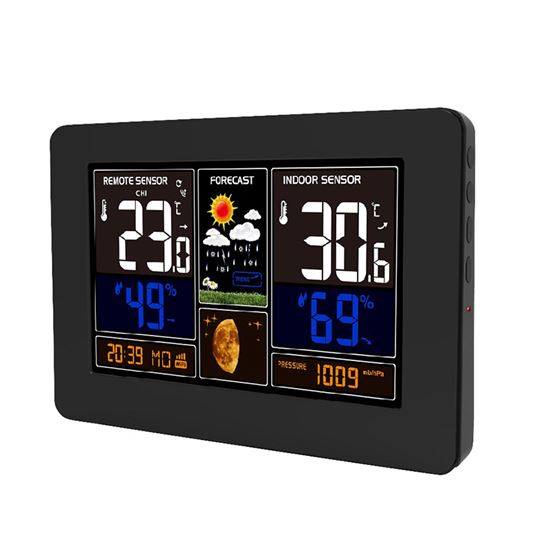 Solight meteostanica, aplikácia Smart Life, extra veľký farebný LCD, teplota, vlhkosť, tlak, USB nabíjanie, čierna