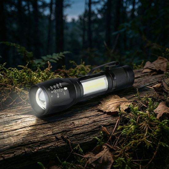 Solight LED kovové svietidlo nabíjacie, 150+60lm, Li-Ion, čierna