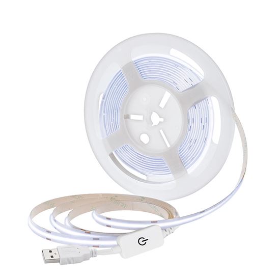 Solight LED COB opasok, 5m, 7W/m, 500lm/m, studená biela, USB napájanie, vypínač, 8mm