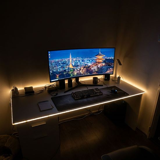 Solight LED COB opasok, 5m, 7W/m, 500lm/m, teplá biela, USB napájanie, vypínač, 8mm