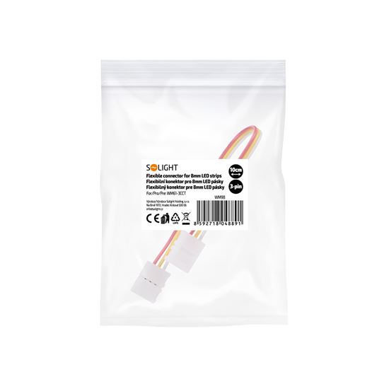 Solight dlhý flexibilný konektor pre 8mm LED pásky, 3pinový, 10cm