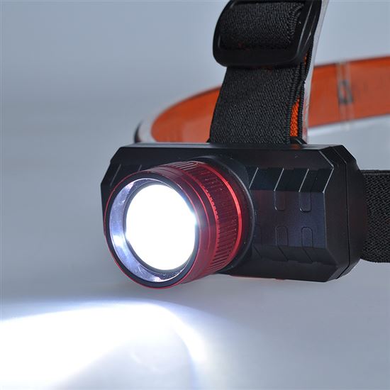 Solight LED čelové nabíjacie svietidlo, 3W, 150lm, zoom, Li-Ion