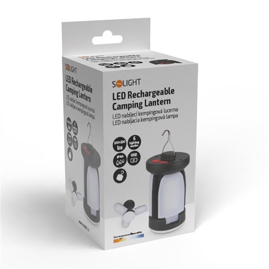 Solight LED nabíjacia kempingová lampa, 300lm, Li-Ion, teplá biela