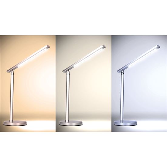 Solight LED stolná lampička, 7W, stmievateľná, zmena chromatickosti, strieborná farba