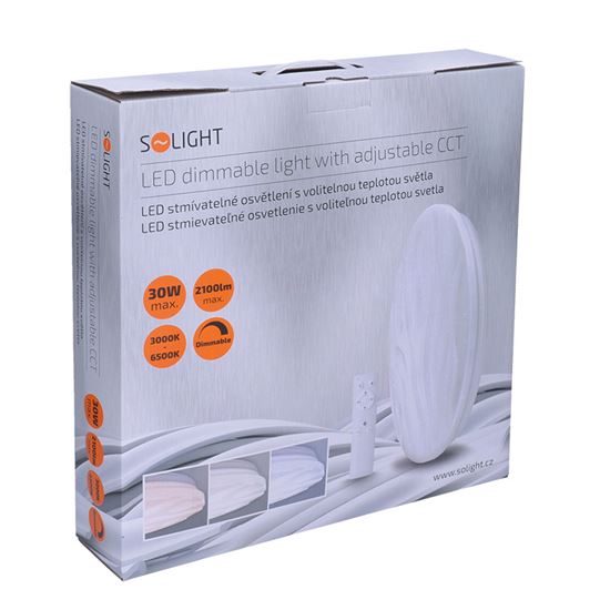 Solight LED stropné svetlo Wave, 30W, 2100lm, stmievateľné, zmena chromatičnosti, diaľkové ovládanie
