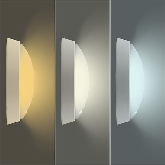 Solight LED vonkajšie osvetlenie so senzorom a nastaviteľnou CCT, 18W, 1350lm, 22cm, 2v1 - biely a čierny kryt