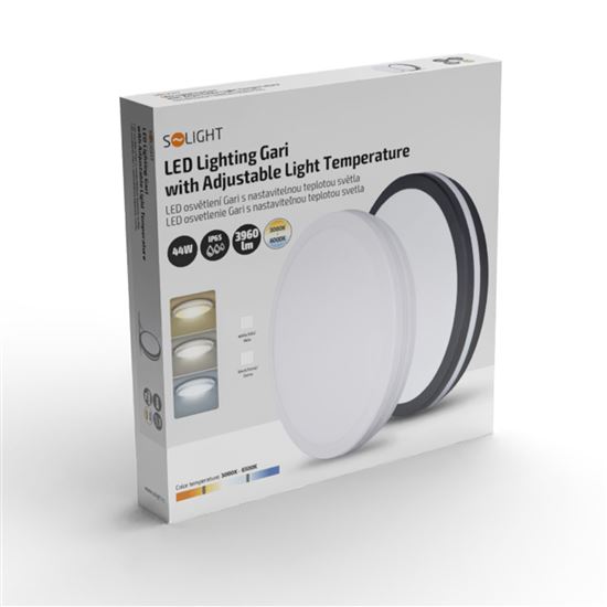 Solight LED osvetlenie Gari, 44W, 3960lm, 3CCT, IP65, 40cm, čierna