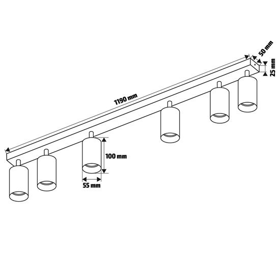 Solight GU10 bodové osvetlenie Enzo, 6x GU10, 119cm, biela