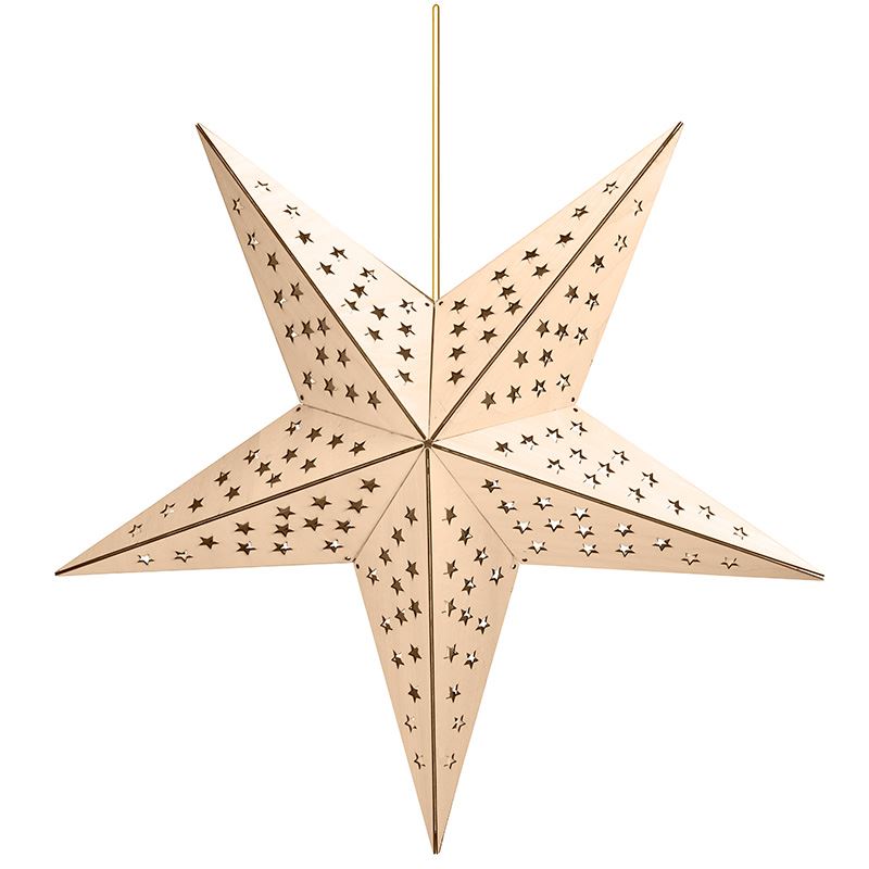 Solight LED drevená vianočná hviezda, závesná, časovač, 65cm, 20x LED, 2x AA