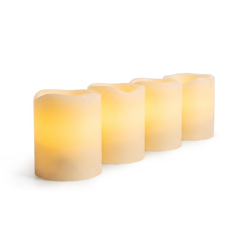 Solight sada 4ks vianočných sviečok, 4,5x6cm, prírodný vosk, 1xCR2032