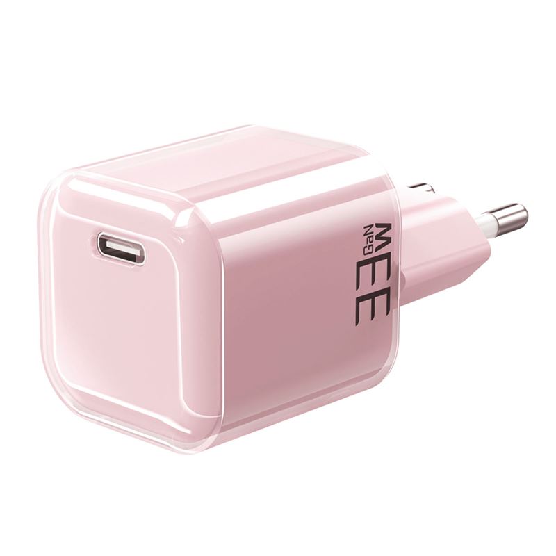Solight 33W GaN fast charge USB-C adaptér, ružový
