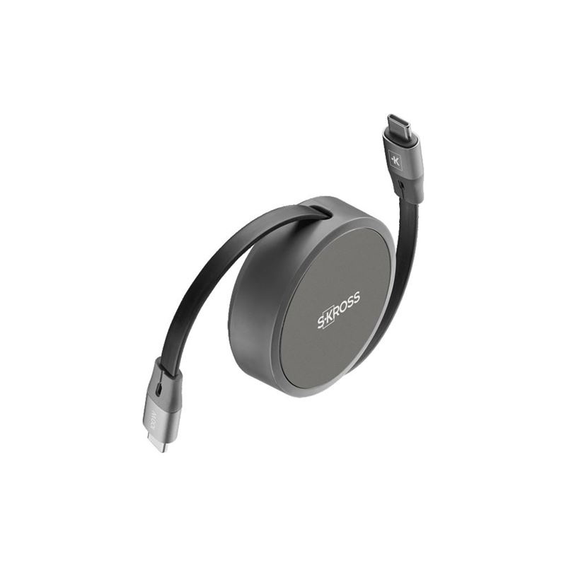 SKROSS USB C-C Link Roll Pro Cable, 100W, 100cm, rolovací, silikón, čierny