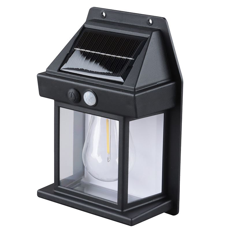 Solight LED solárna lampáš nástenná, teplá biela, 12x17cm, čierna