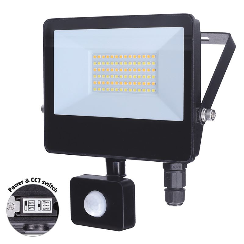 Solight LED reflektor so senzorom TOP, 30W, max. 3900lm, 3CCT, voliteľný výkon 100/66%, IP65, rýchlospojka