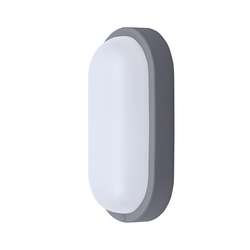 Solight LED vonkajšie osvetlenie oválne, 13W, 910lm, 4000K, IP54, 21cm, sivá farba