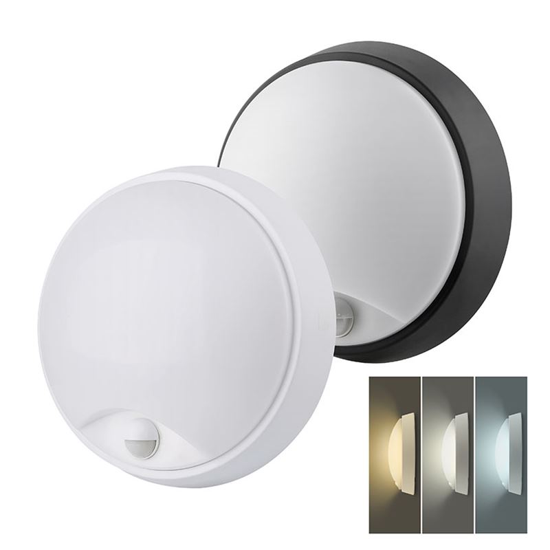 Solight LED vonkajšie osvetlenie so senzorom a nastaviteľnou CCT, 15/18/20W, 1800lm, 22cm, 2v1,biely a čierny kryt